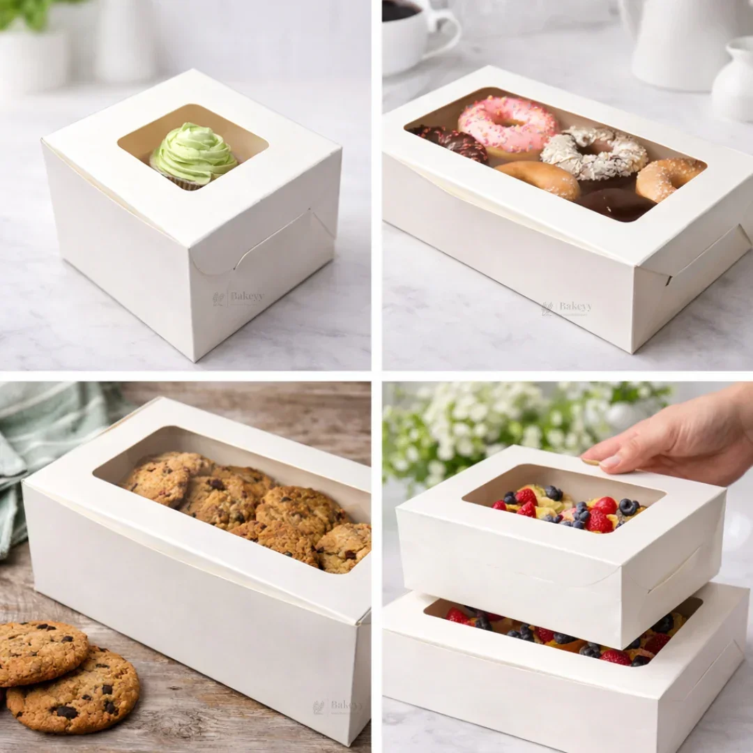 White Cake Box ITC Back | Square Shape Top window | Pack Of 25 - Image 5