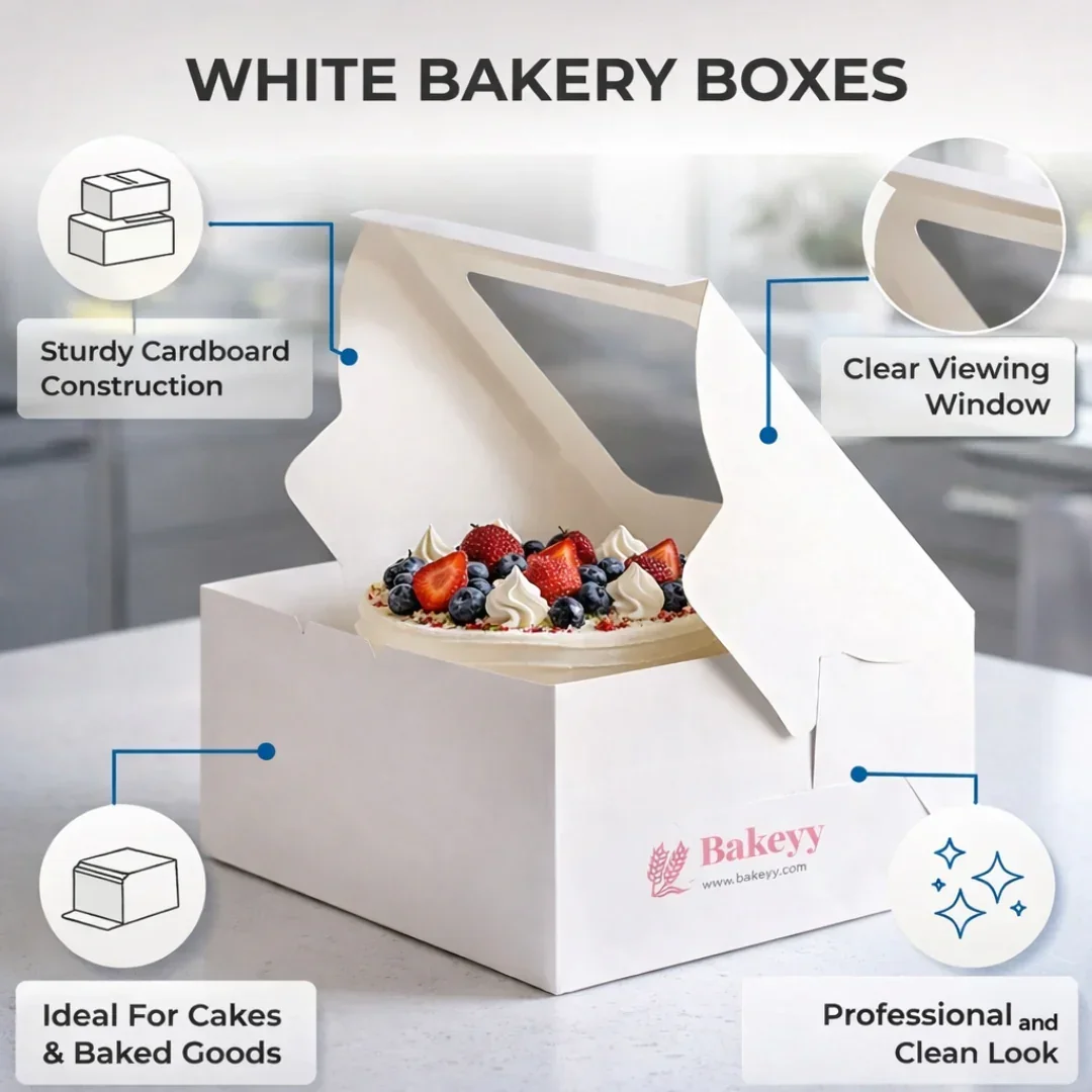 White Cake Box ITC Back | Square Shape Top window | Pack Of 25 - Image 6