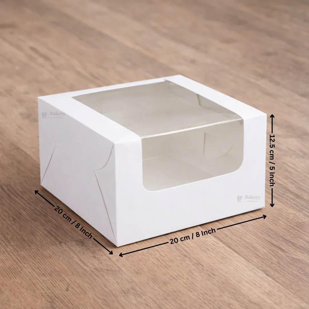 White Cake Box with L-Shape Window | Tall Cake & Dessert Packaging | Pack of 25 - Image 6