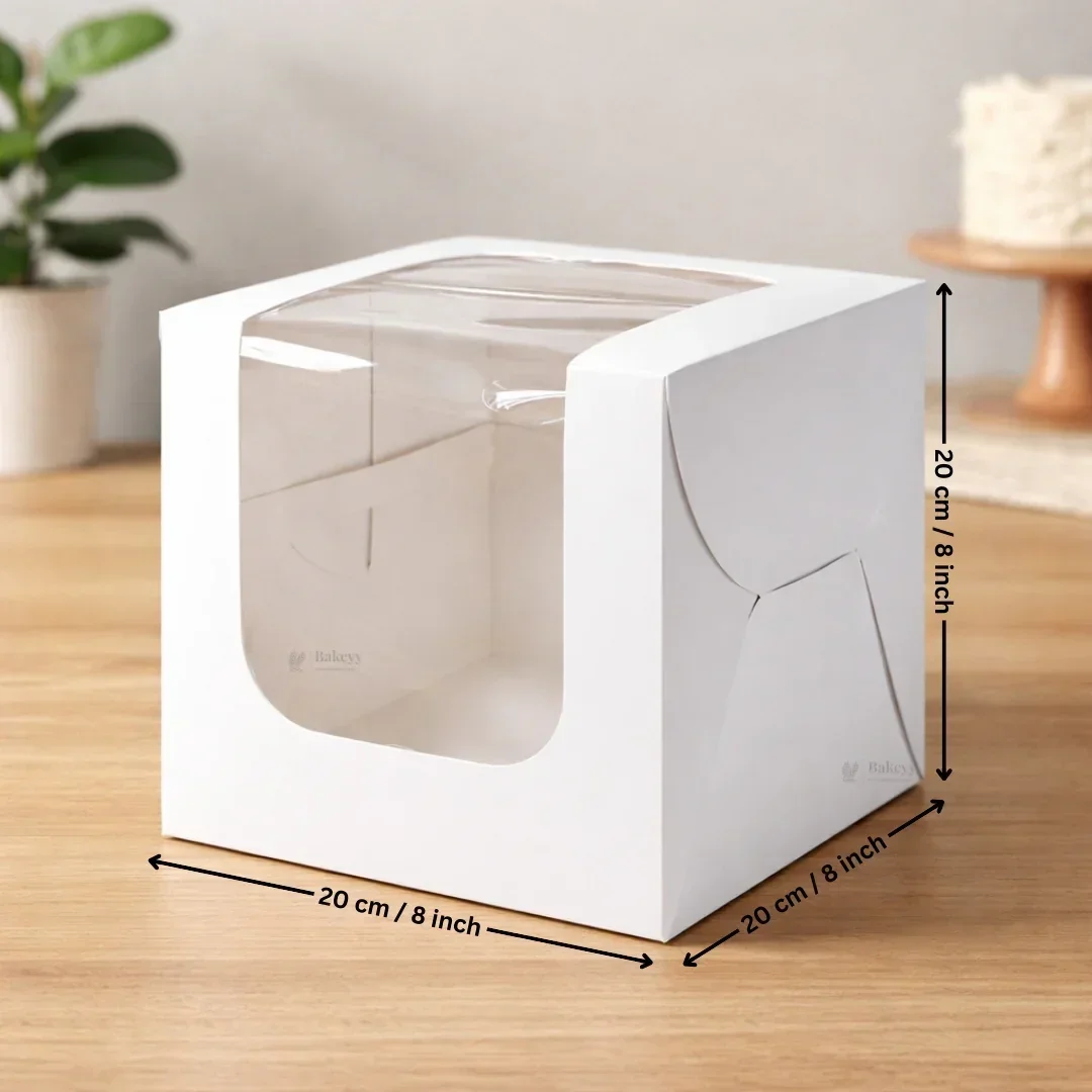 White Cake Box with L-Shape Window | Tall Cake & Dessert Packaging | Pack of 25 - Image 7