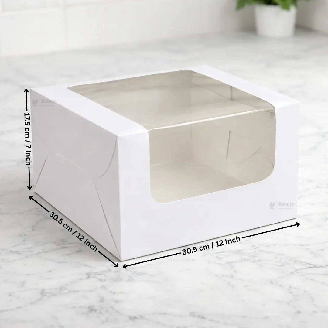 White Cake Box with L-Shape Window | Tall Cake & Dessert Packaging | Pack of 25 - Image 9