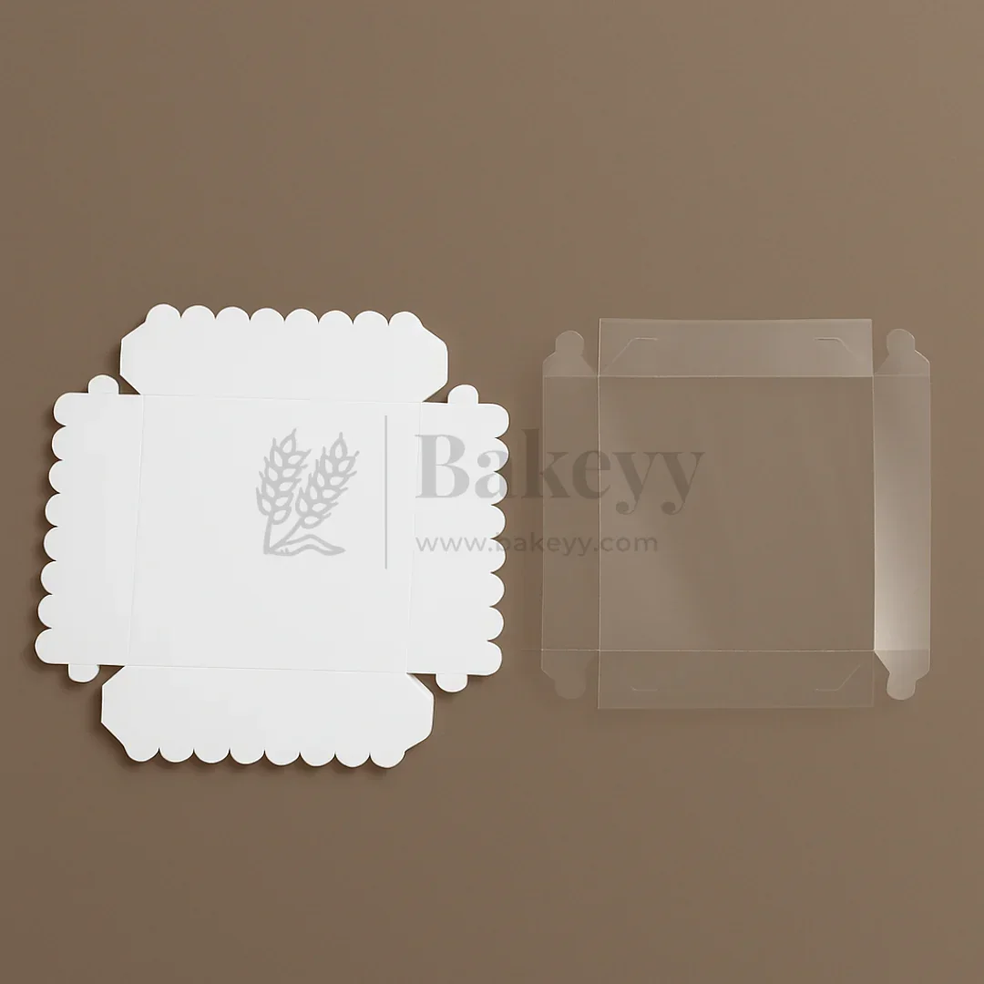 White Colour 4 Brownie Box With Transparent Lid | Pack of 10 - Image 5