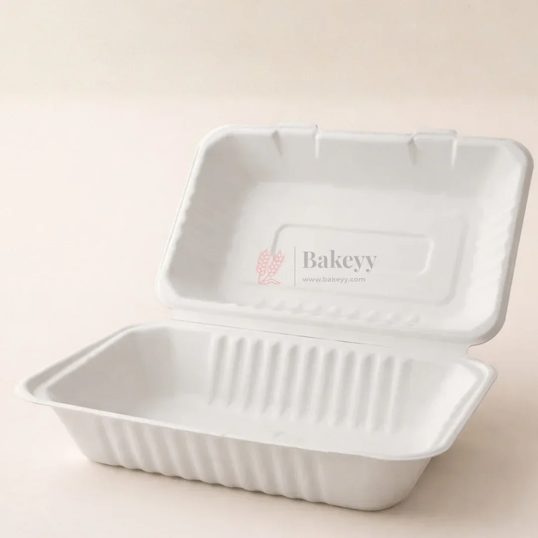 White Disposable Food Container with Lid | Meal Box Takeaway Packaging | Pack of 50 - Image 3