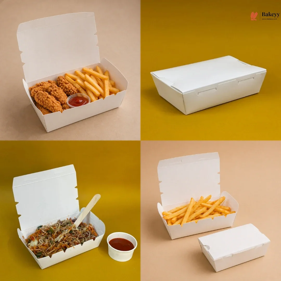 White Food Packaging Box with Lid | Takeaway Snack Box | 4 Capacities Available | Pack of 50 - Image 5