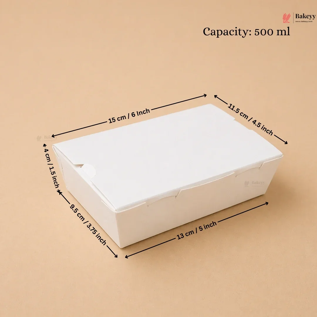 White Food Packaging Box with Lid | Takeaway Snack Box | 4 Capacities Available | Pack of 50 - Image 6