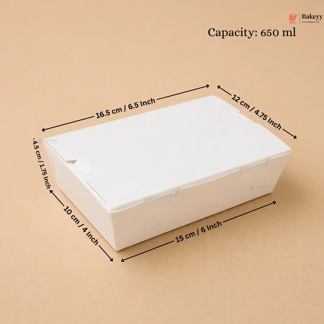 White Food Packaging Box with Lid | Takeaway Snack Box | 4 Capacities Available | Pack of 50 - Image 7