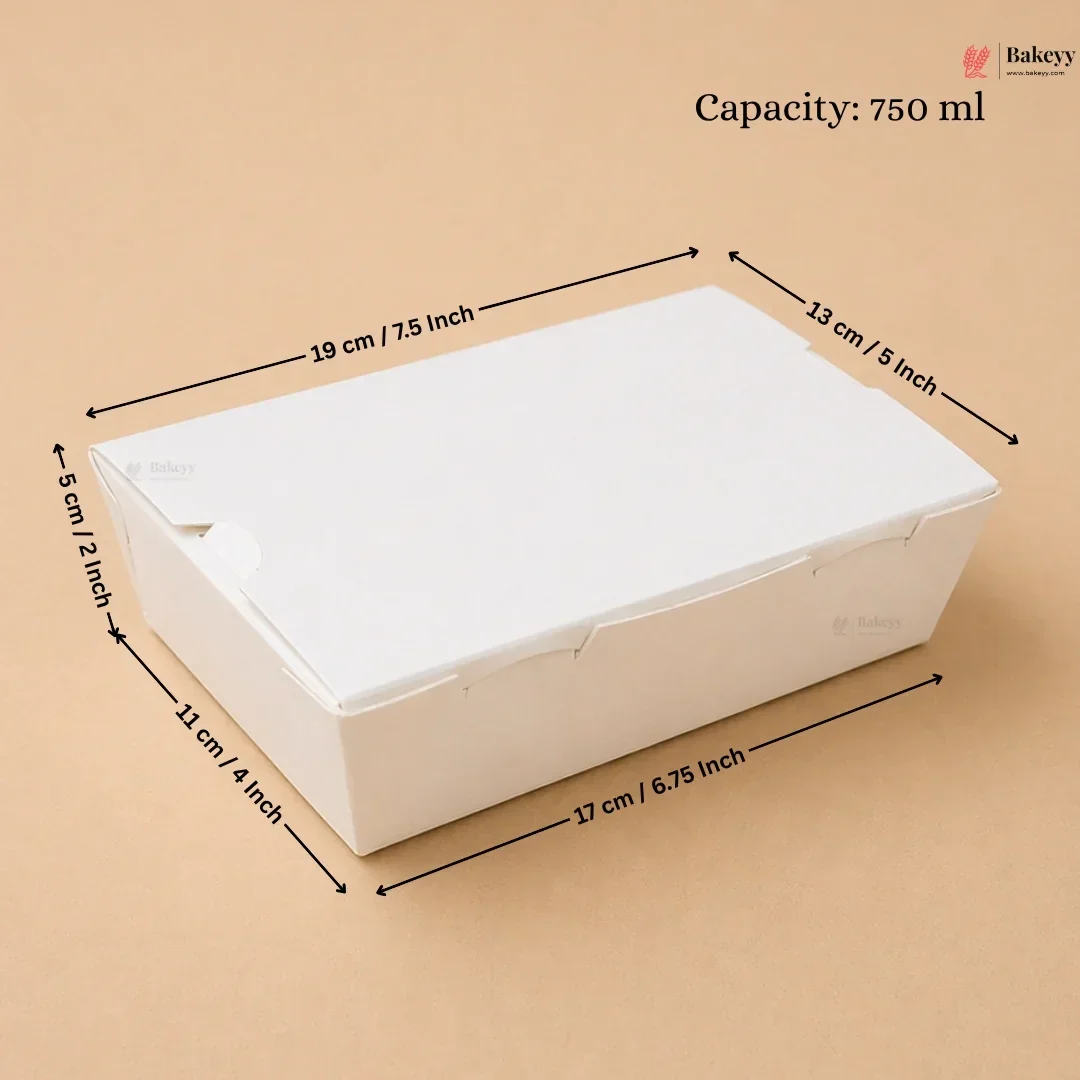 White Food Packaging Box with Lid | Takeaway Snack Box | 4 Capacities Available | Pack of 50 - Image 8