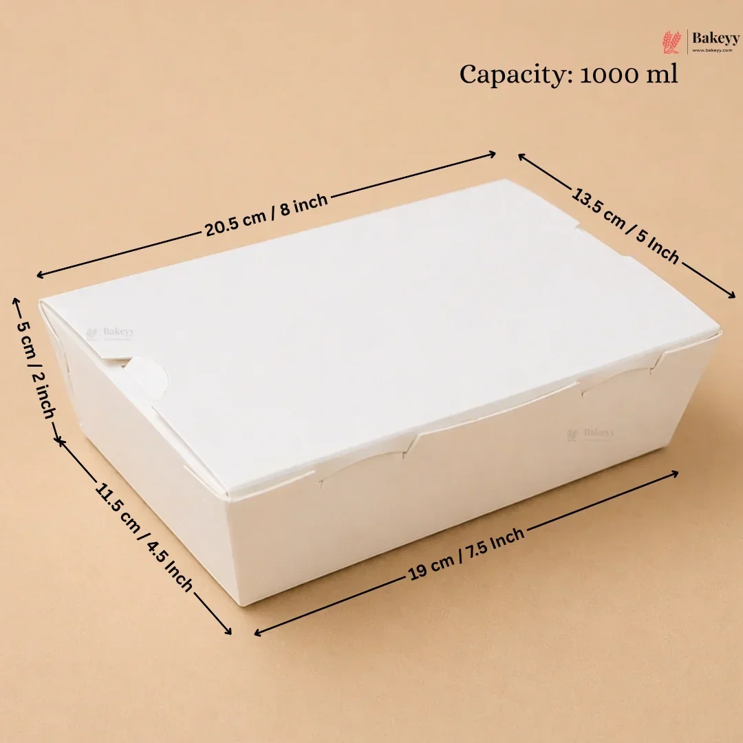 White Food Packaging Box with Lid | Takeaway Snack Box | 4 Capacities Available | Pack of 50 - Image 9