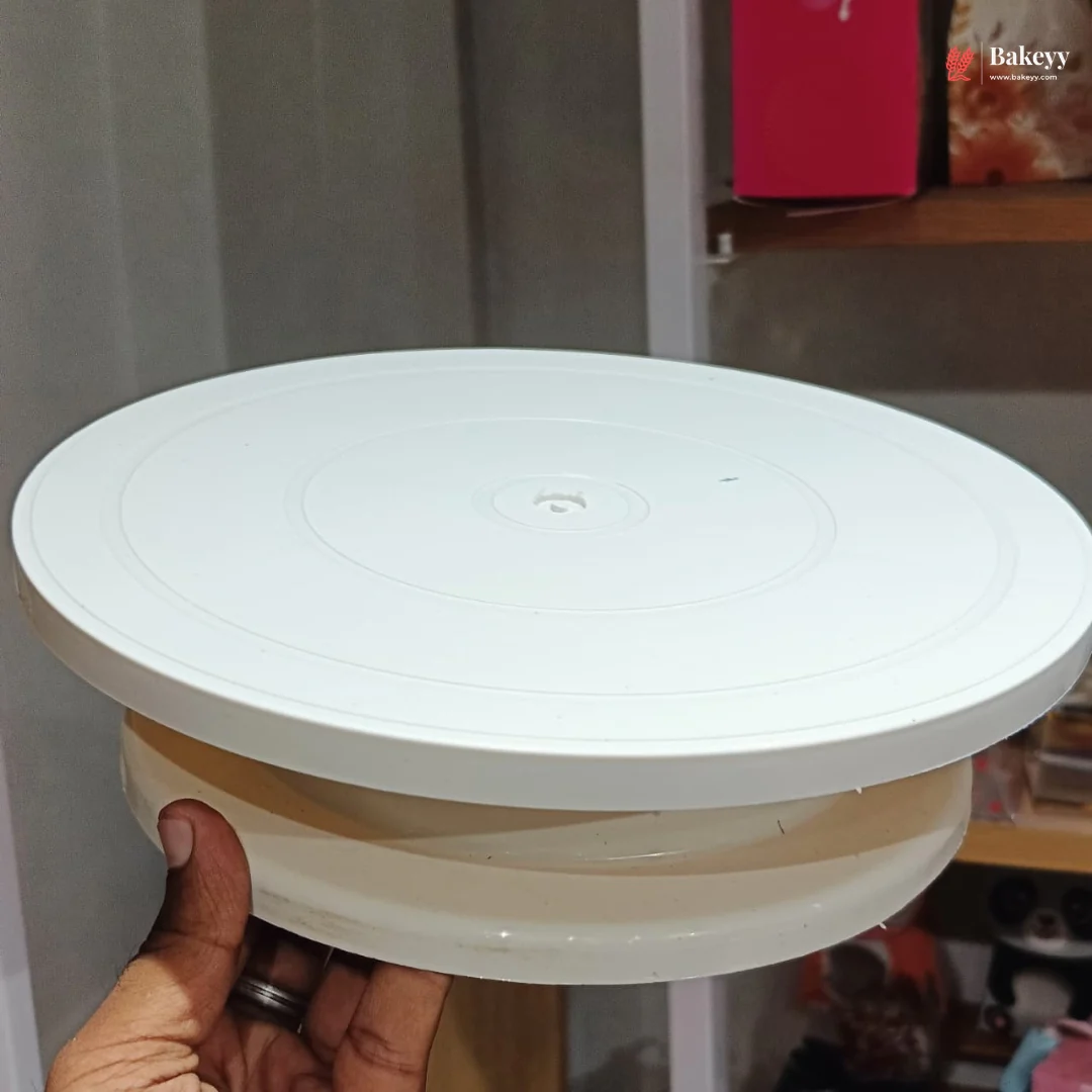 White Plastic Cake Turntable | Rotating Cake Decorating Stand | Pack of 1 - Image 3