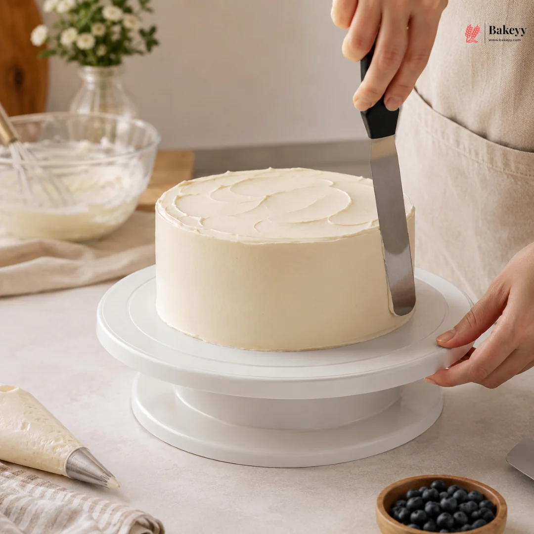 White Plastic Cake Turntable | Rotating Cake Decorating Stand | Pack of 1 - Image 4