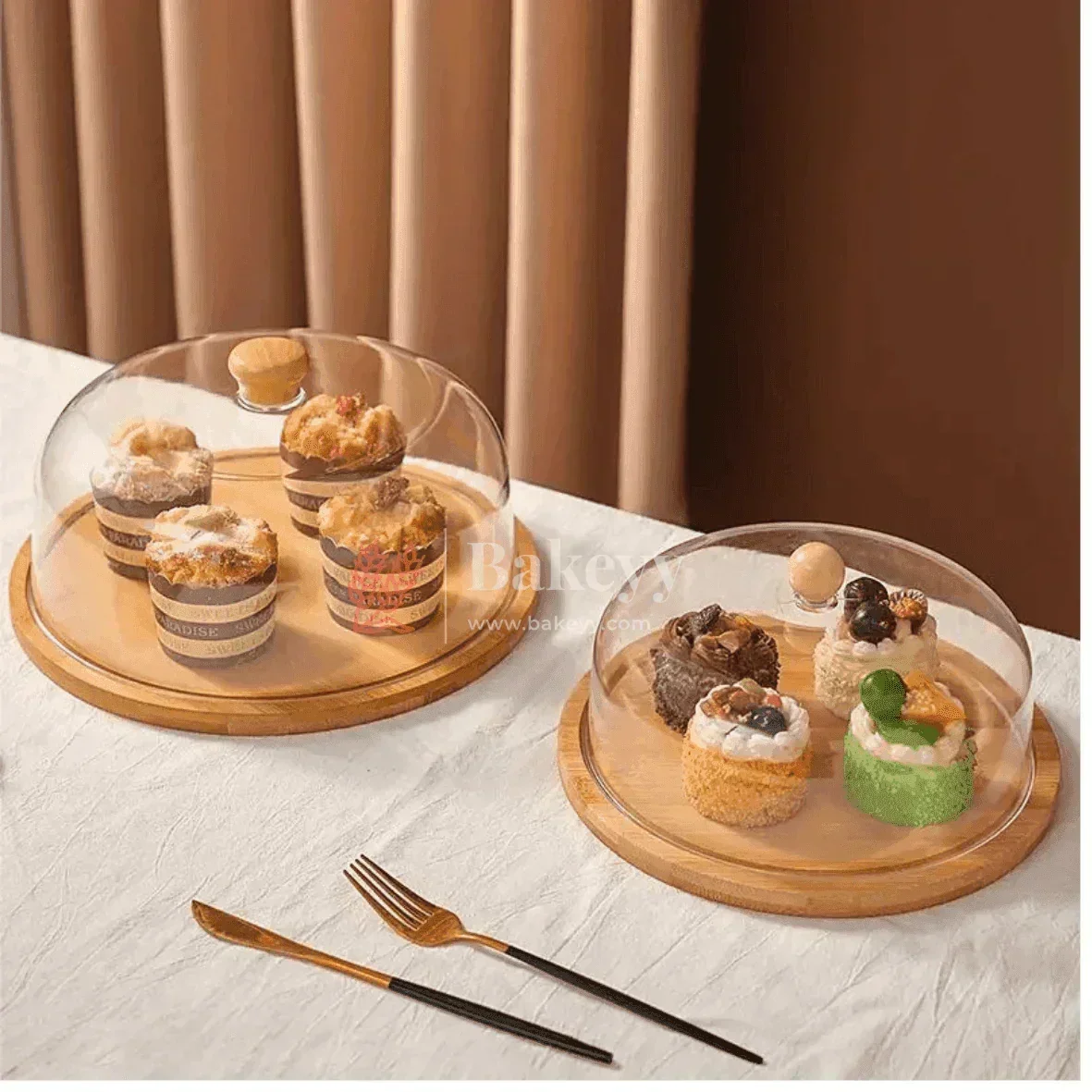 Wooden Cake Stand with Acrylic Dome | Dessert Stand | Cupcake Holder | - Image 5
