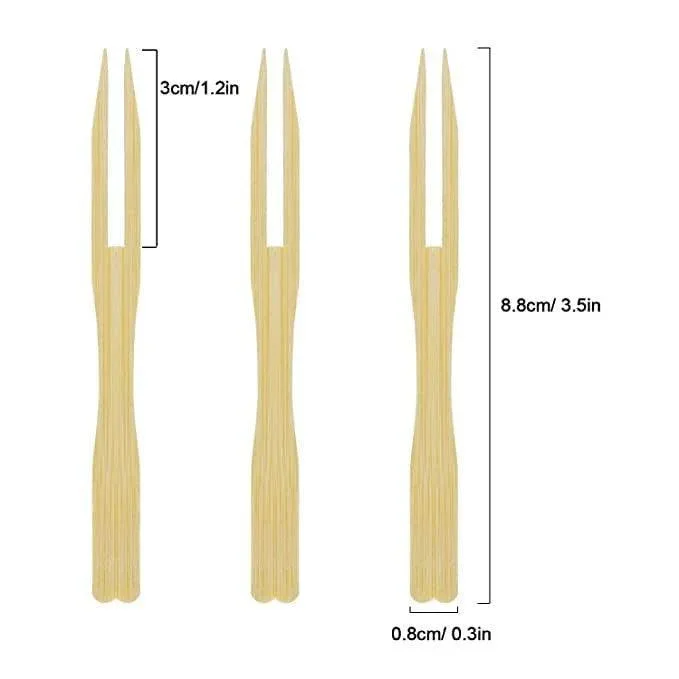Wooden Fruit Fork Sets | Mini Fork for Snacks | Bamboo Party Forks |Fruit Appetizers Dessert Forks | Pack of 60 - Image 3