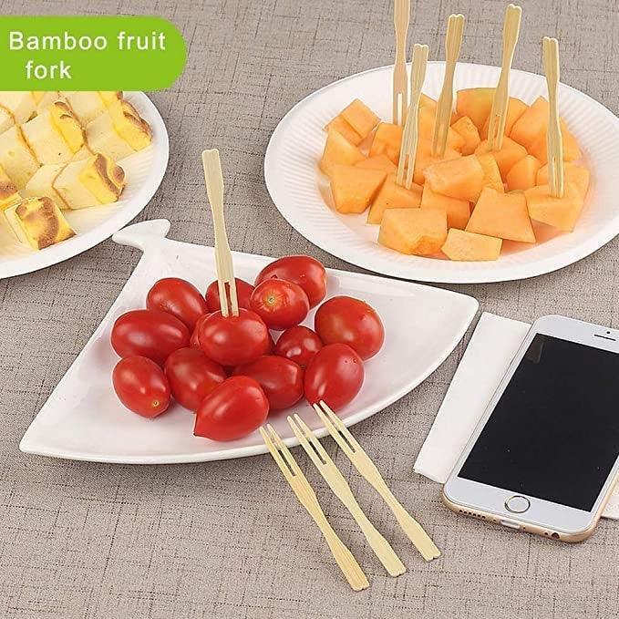 Wooden Fruit Fork Sets | Mini Fork for Snacks | Bamboo Party Forks |Fruit Appetizers Dessert Forks | Pack of 60 - Image 4