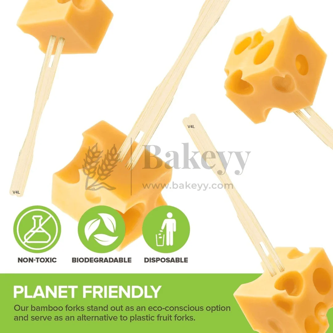 Wooden Fruit Fork Sets | Mini Fork for Snacks | Bamboo Party Forks |Fruit Appetizers Dessert Forks | Pack of 60 - Image 5