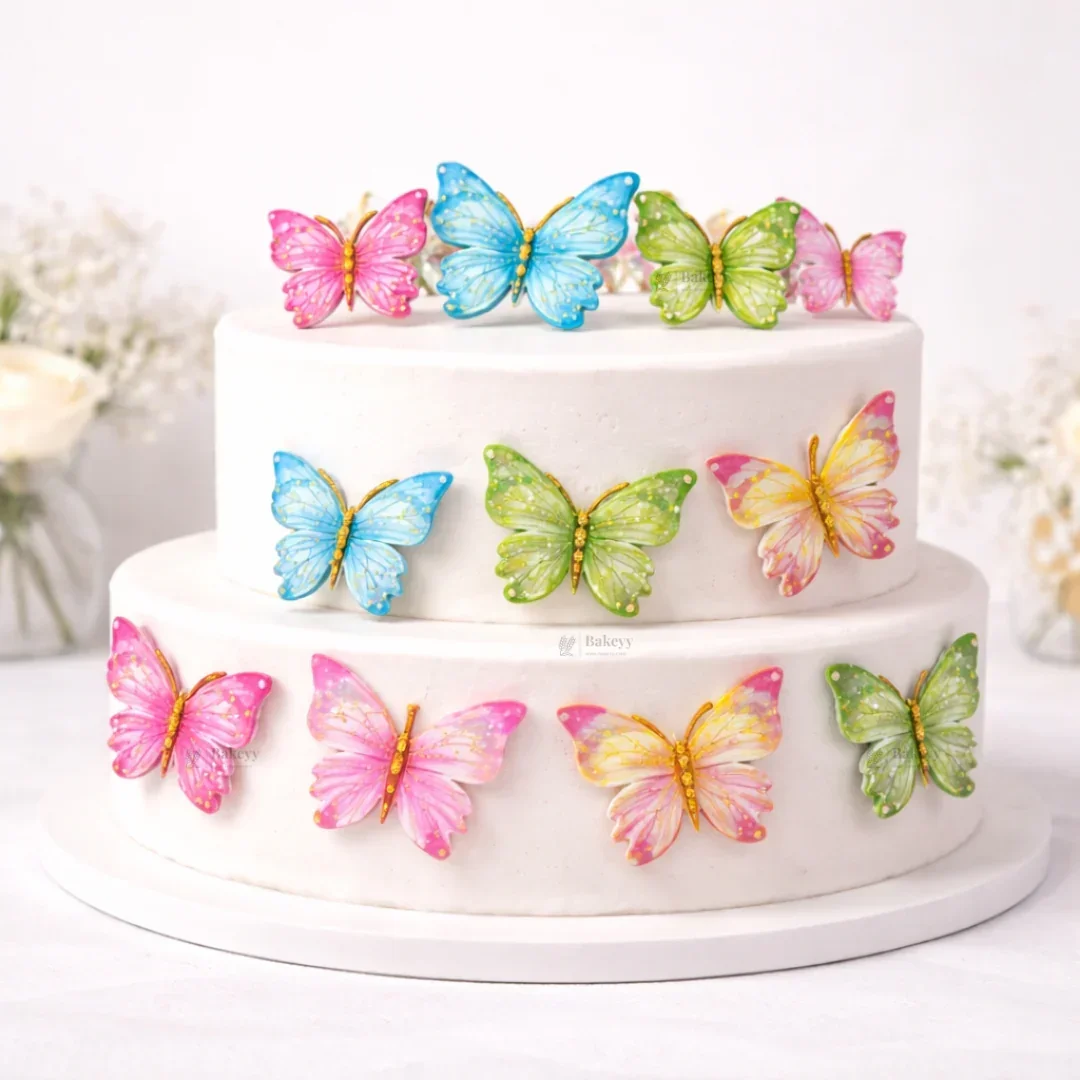 Mystic Butterfly Cake Toppers with Golden Lining | Elegant Wing Design | Multiple Colors Available | Pack of 1