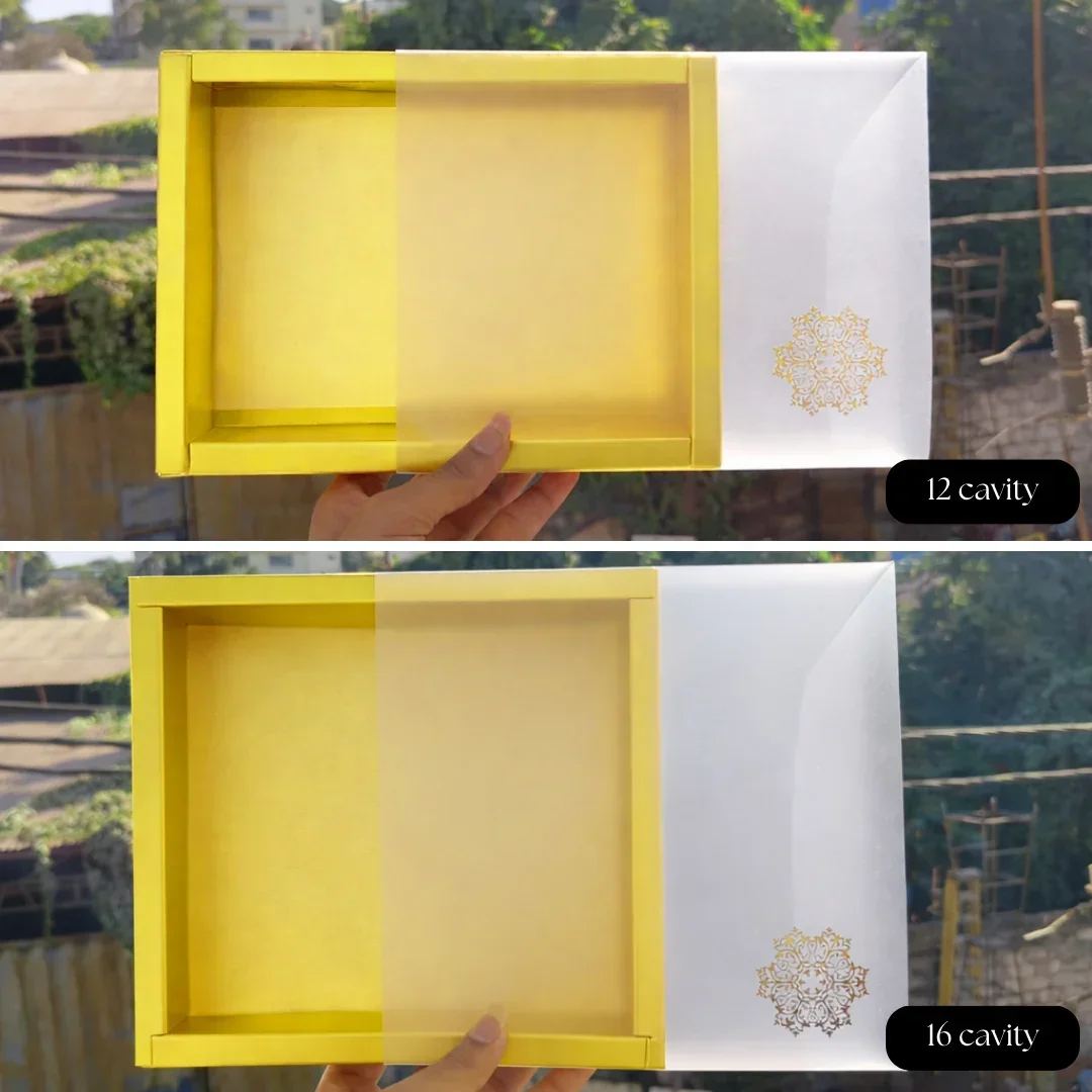 Yellow Sliding Chocolate Box with Gold Cavity | Premium Gift Box for Chocolates | Pack of 10 - Image 2