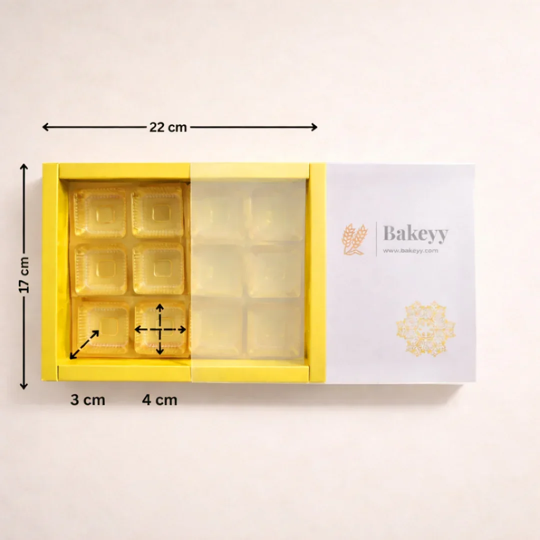 Yellow Sliding Chocolate Box with Gold Cavity | Premium Gift Box for Chocolates | Pack of 10 - Image 3